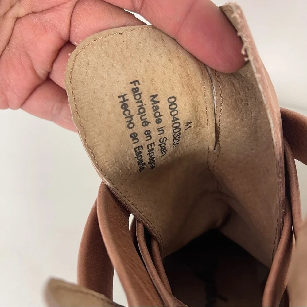 Free People Tan Leather Strappy Jesse Cutout Boots Chunky Women's Size 41 US 10